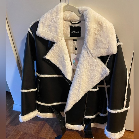 MONKI FAUX LEATHER JACKET new with tags size XS - Picture 4 of 12